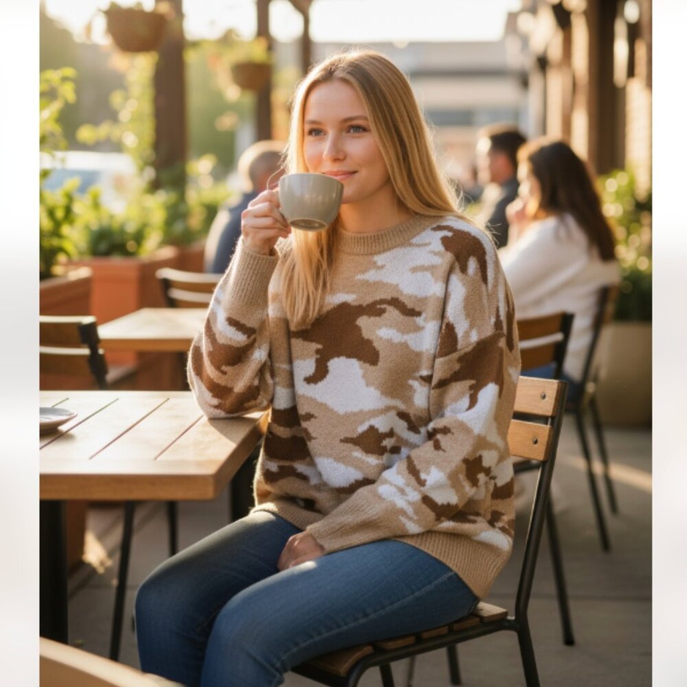 NWT Vince Camuto Camouflage Oversized Sweater Pullover Small